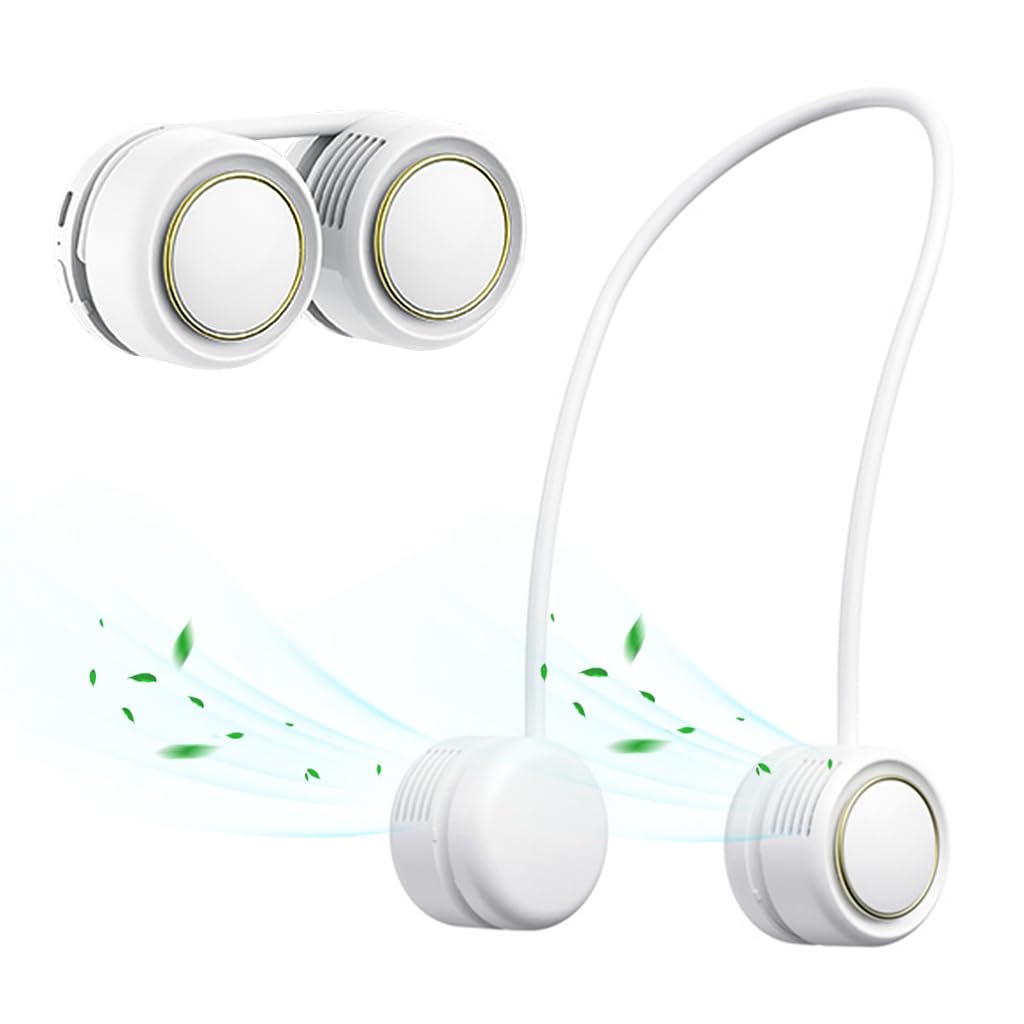 HASTHIP 1600mAh Wire Wound Storage Neck Fan, Mini Usb Neckband Fan Hands Free Bladeless Neck Fan, with 3-Speed Foldable Neck Fan for Travel, Walking, Commuting, Outdoor Indoor, kitchen HASTHIP 1600mAh Wire Wound Storage Neck Fan, Mini Usb Neckband Fan Hands Free Bladeless Neck Fan, with 3-Speed Foldable Neck Fan for Travel, Walking, Commuting, Outdoor Indoor, kitchen